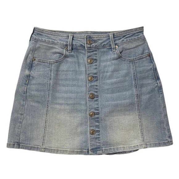 AEO AMERICAN EAGLE Super Stretch Women's A-Line Jean Skirt Size 4 Denim Y2K Mini - Picture 1 of 11